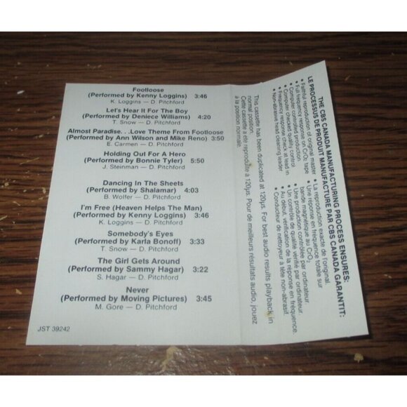 Footloose Original Motion Picture Soundtrack on cassette (CBS Records, 1984) - Picture 3 of 3